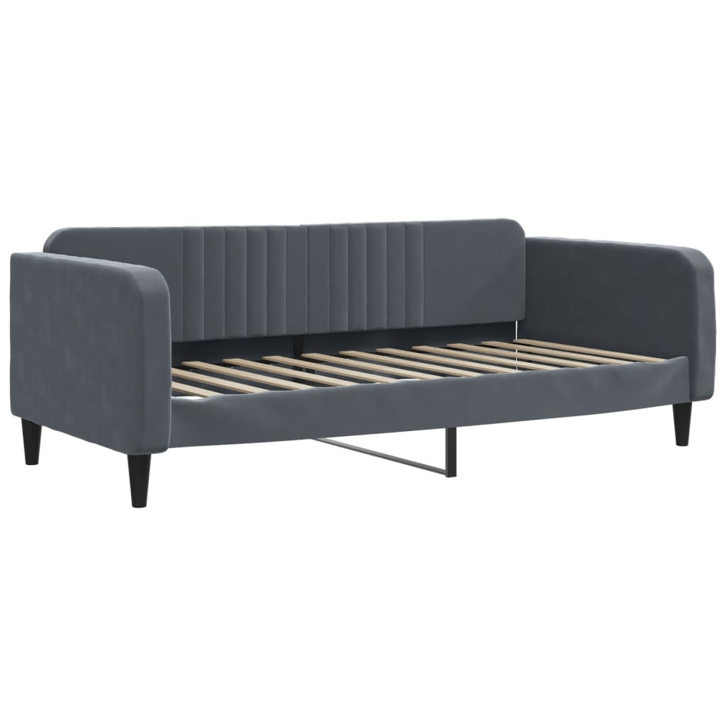 vidaXL Sofa rozsuwana z szufladami, ciemnoszara, 100x200 cm, aksamit