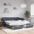 vidaXL Sofa rozsuwana z szufladami, ciemnoszara, 100x200 cm, aksamit