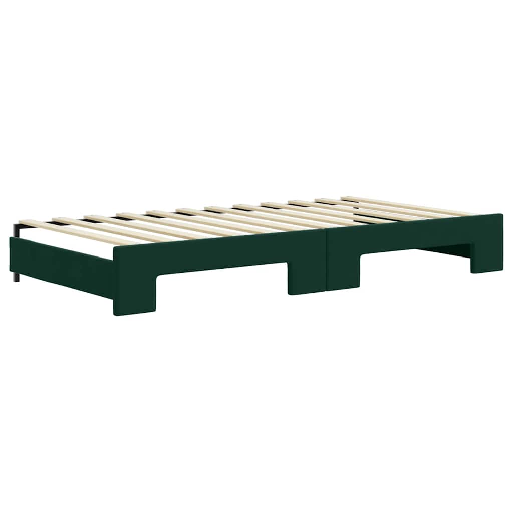 vidaXL Sofa rozsuwana z szufladami, ciemnozielona, 100x200 cm, aksamit