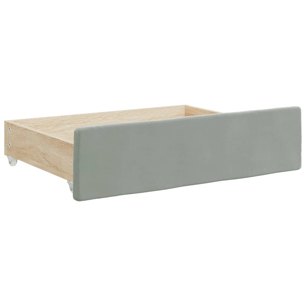 vidaXL Sofa rozsuwana z szufladami, jasnoszara, 90x190 cm, aksamit