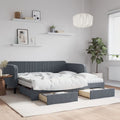 vidaXL Sofa rozsuwana z szufladami, ciemnoszara, 90x190 cm, aksamit