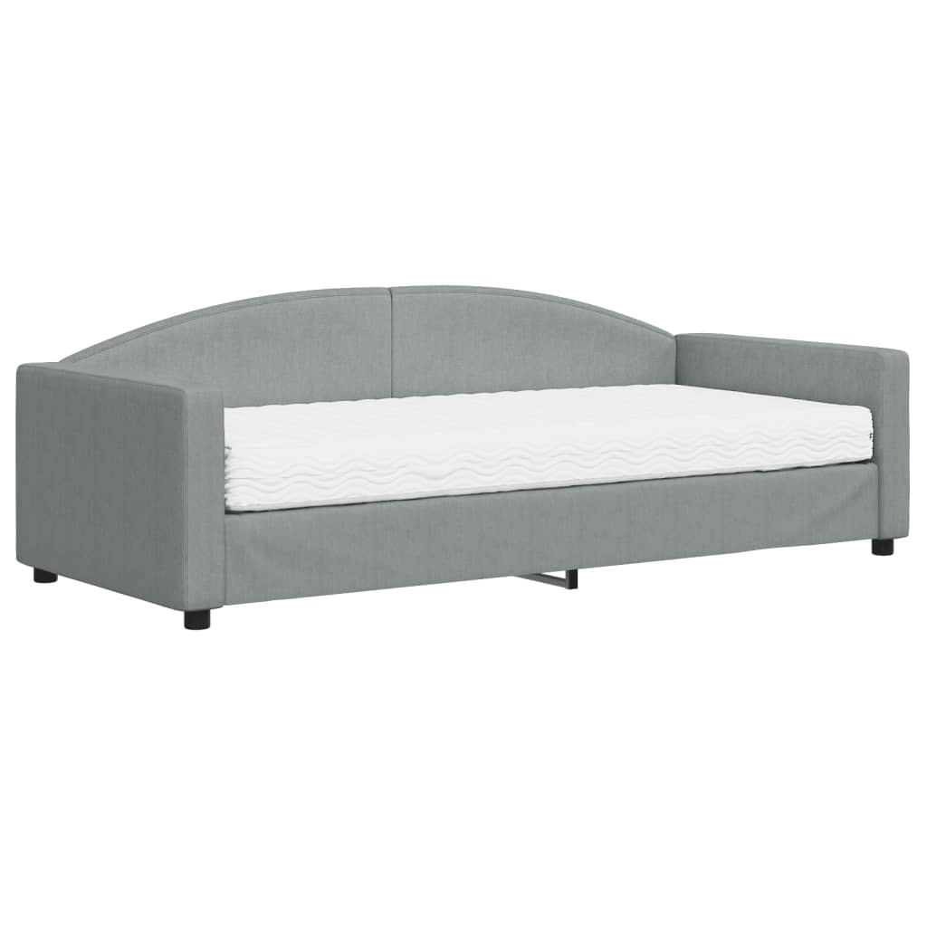 vidaXL Sofa z materacem do spania, jasnoszara, 90x200 cm, tkanina