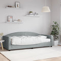 vidaXL Sofa z materacem do spania, jasnoszara, 90x200 cm, tkanina