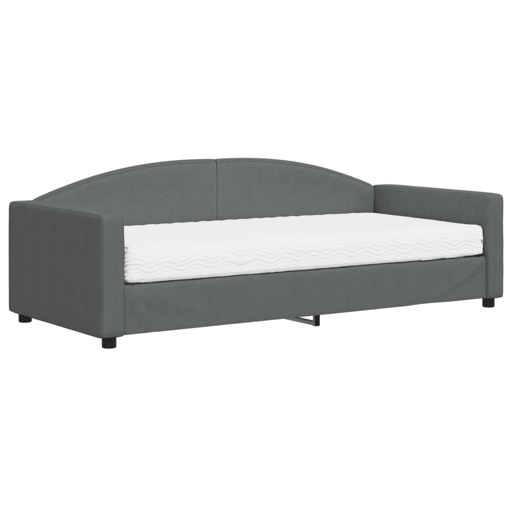vidaXL Sofa z materacem do spania, ciemnoszara, 90x200 cm, tkanina