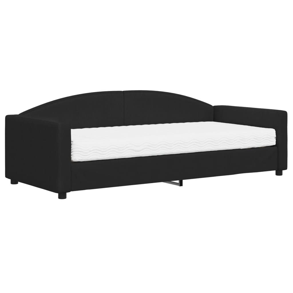 vidaXL Sofa z materacem do spania, czarna, 90x200 cm, tkanina