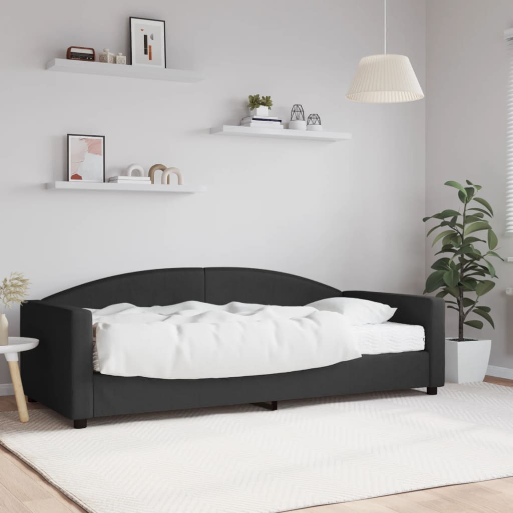 vidaXL Sofa z materacem do spania, czarna, 90x200 cm, tkanina