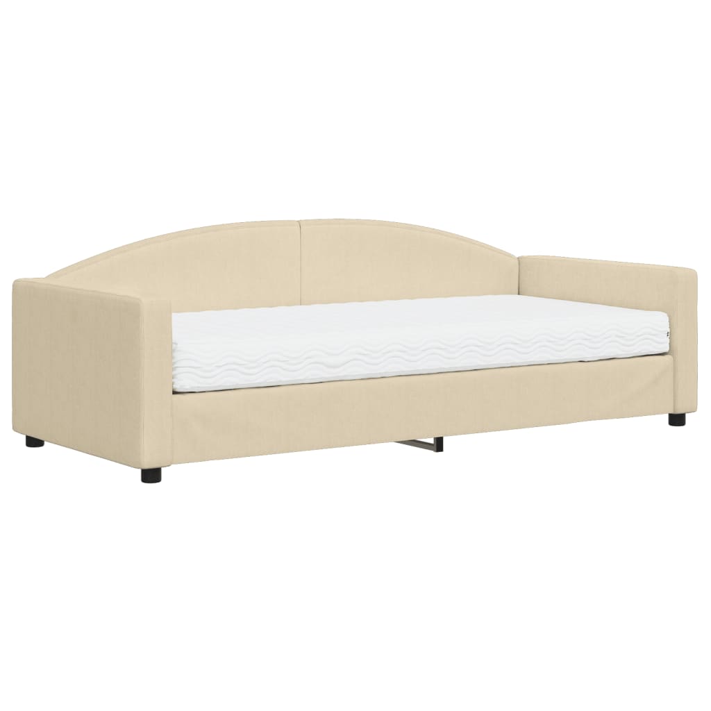 vidaXL Sofa z materacem do spania, kremowa, 90x200 cm, tkanina