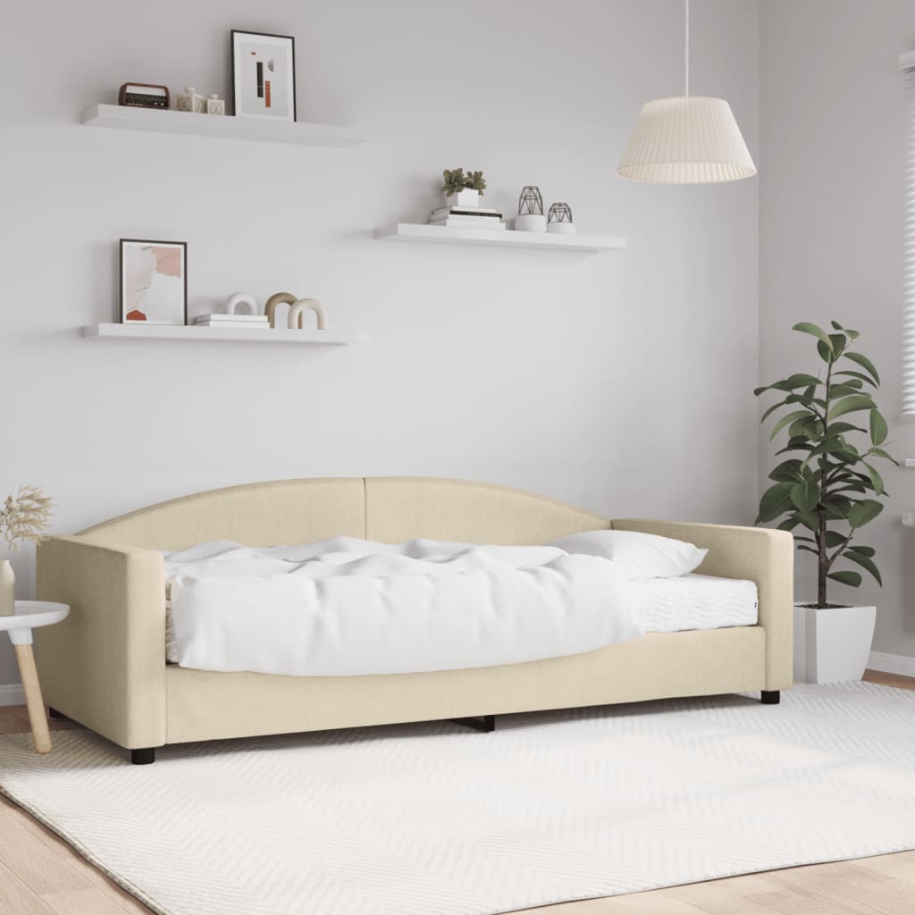 vidaXL Sofa z materacem do spania, kremowa, 90x200 cm, tkanina