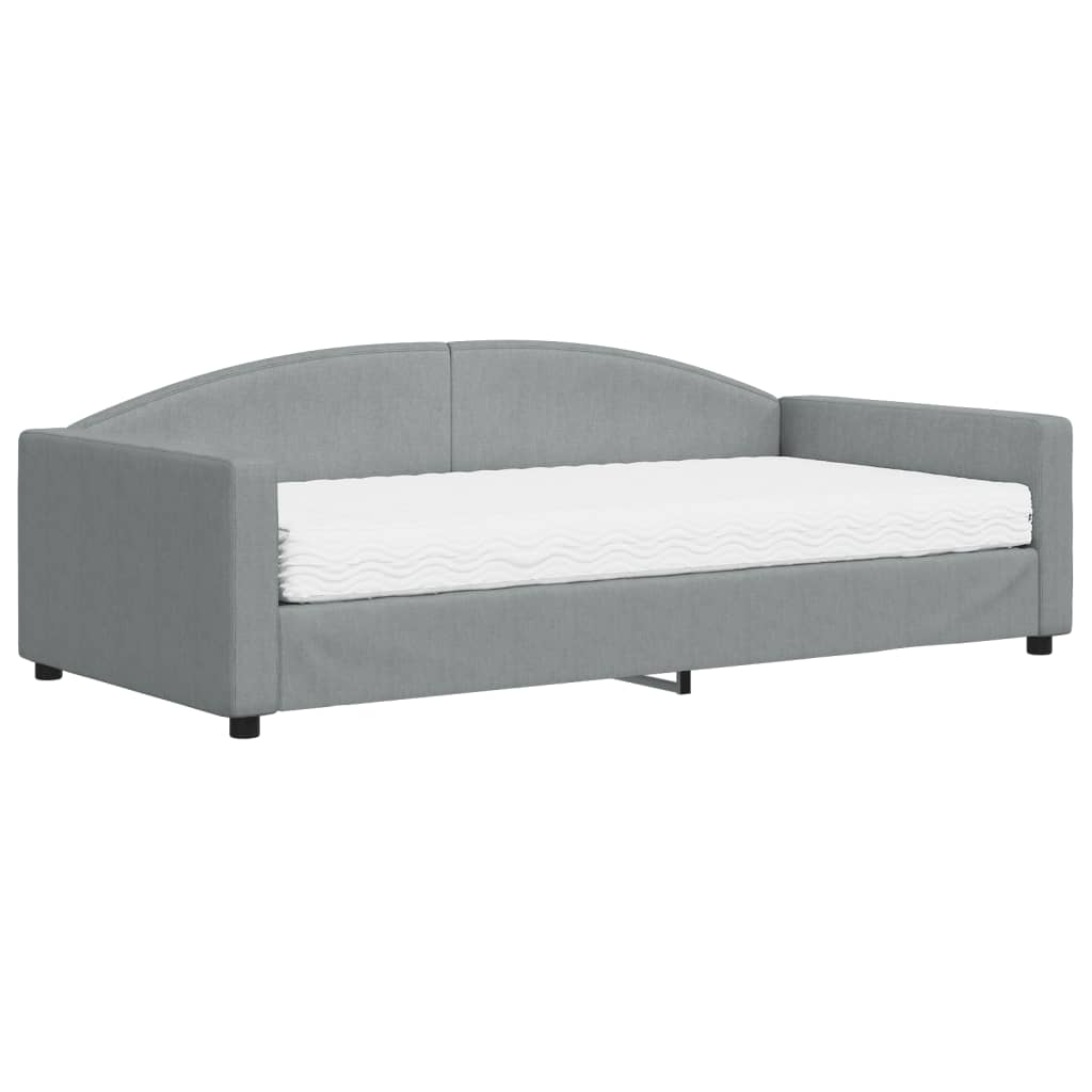 vidaXL Sofa z materacem do spania, jasnoszara, 100x200 cm, tkanina
