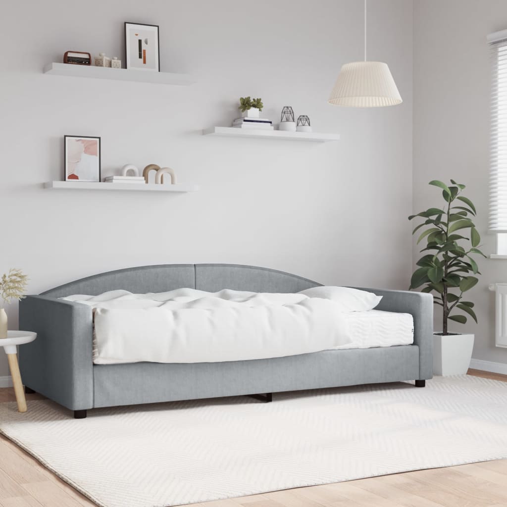 vidaXL Sofa z materacem do spania, jasnoszara, 100x200 cm, tkanina