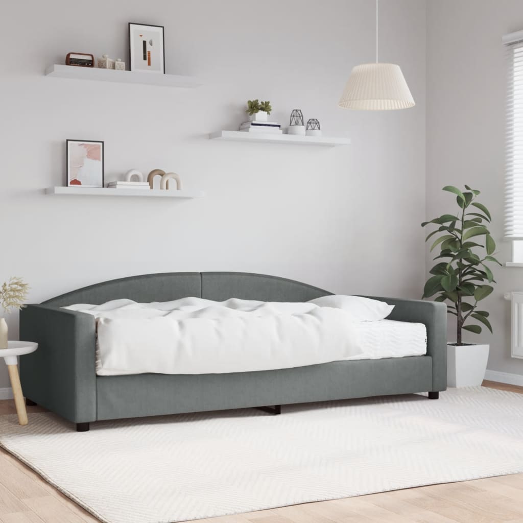 vidaXL Sofa z materacem do spania, ciemnoszara, 100x200 cm, tkanina