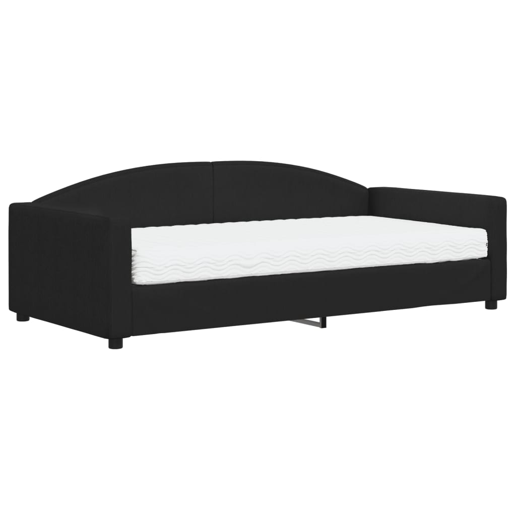 vidaXL Sofa z materacem do spania, czarna, 100x200 cm, tkanina