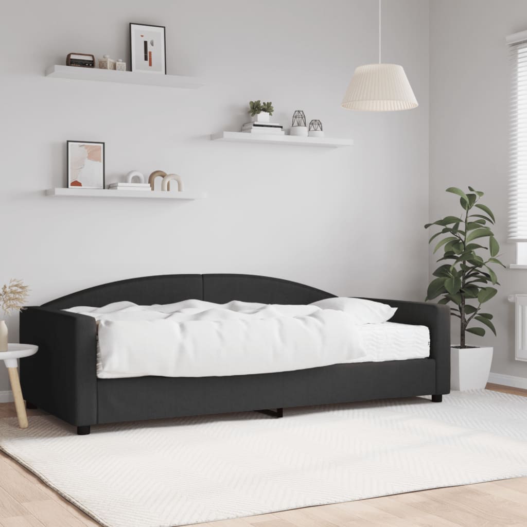 vidaXL Sofa z materacem do spania, czarna, 100x200 cm, tkanina