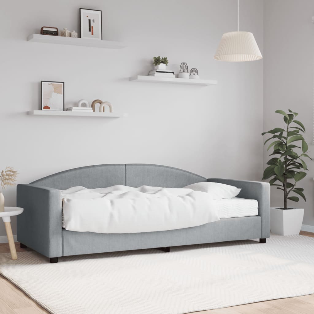 vidaXL Sofa z materacem, jasnoszara, 90x190 cm, tkanina