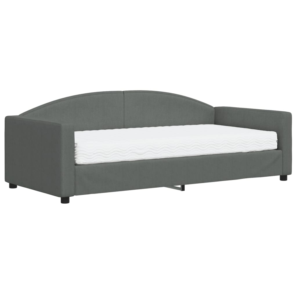 vidaXL Sofa z materacem, ciemnoszara, 90x190 cm, tkanina