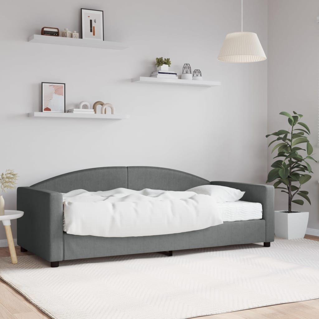 vidaXL Sofa z materacem, ciemnoszara, 90x190 cm, tkanina