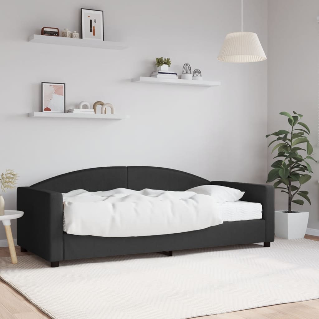 vidaXL Sofa z materacem, czarna, 90x190 cm, tkanina