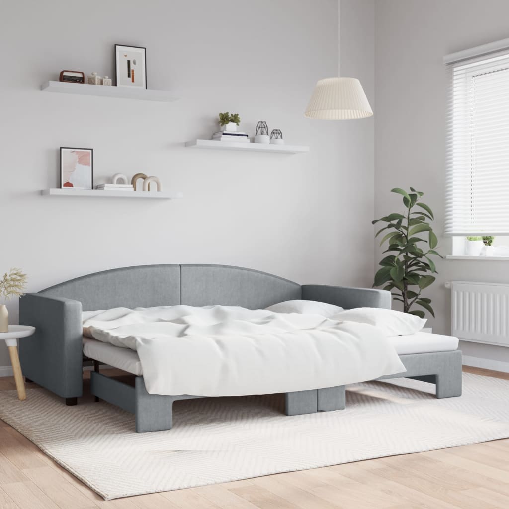 vidaXL Sofa rozsuwana, jasnoszara, 90x200 cm, tkanina