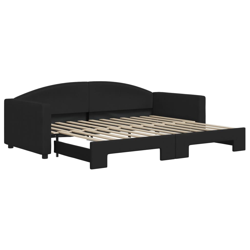 vidaXL Sofa rozsuwana, czarna, 90x200 cm, tkanina