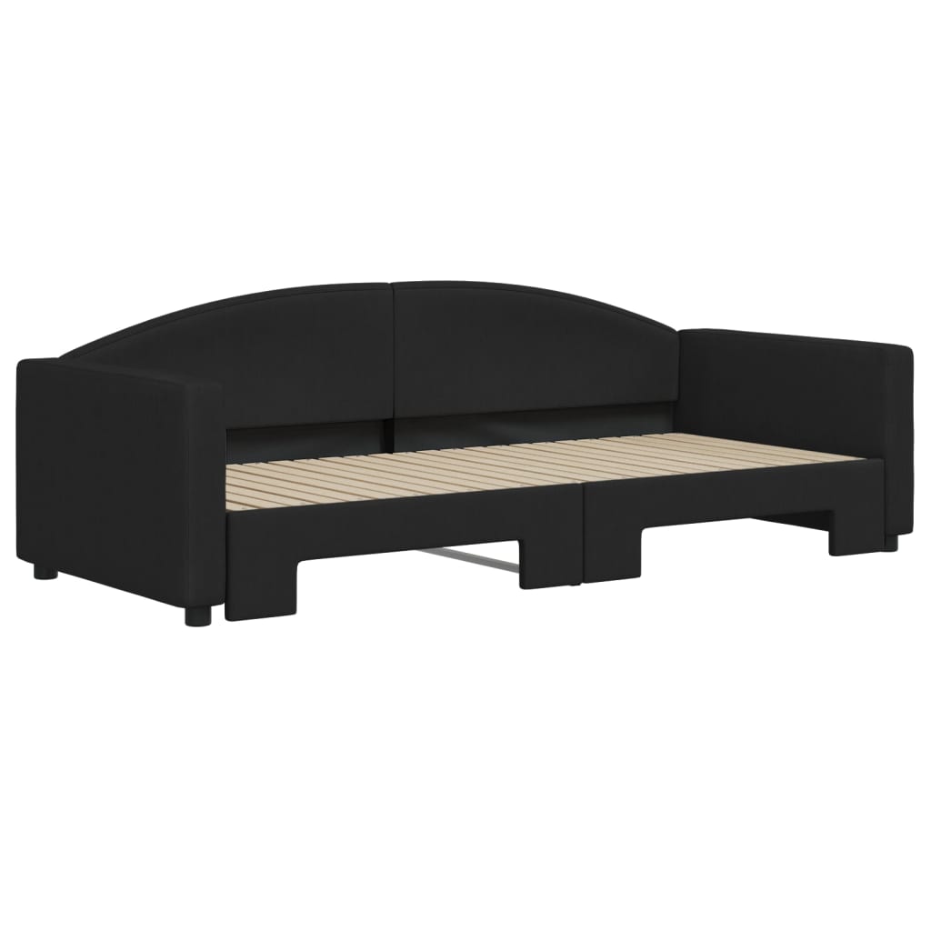 vidaXL Sofa rozsuwana, czarna, 90x200 cm, tkanina