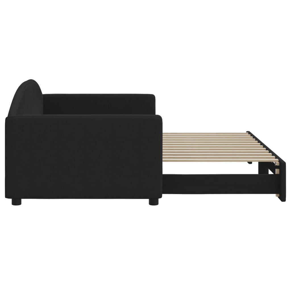 vidaXL Sofa rozsuwana, czarna, 90x200 cm, tkanina