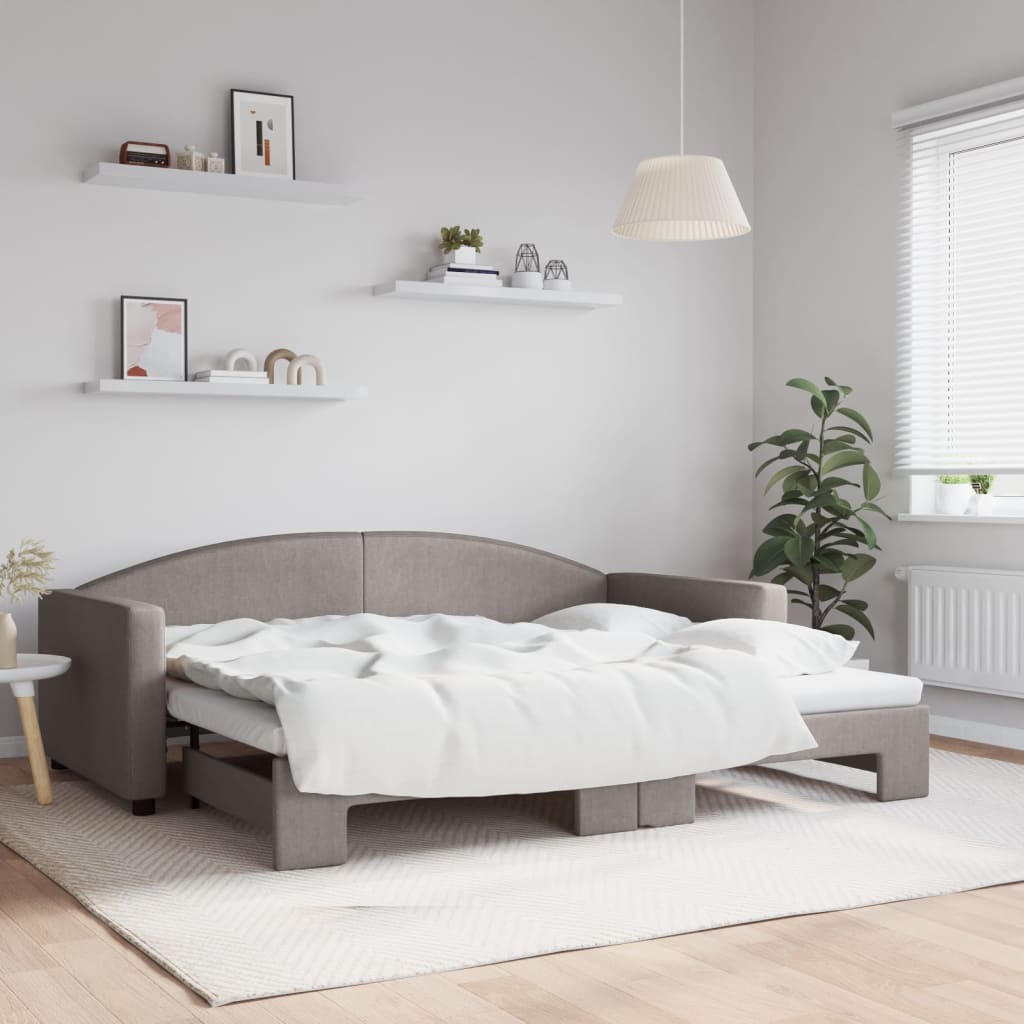 vidaXL Sofa rozsuwana, kolor taupe, 90x200 cm, tkanina