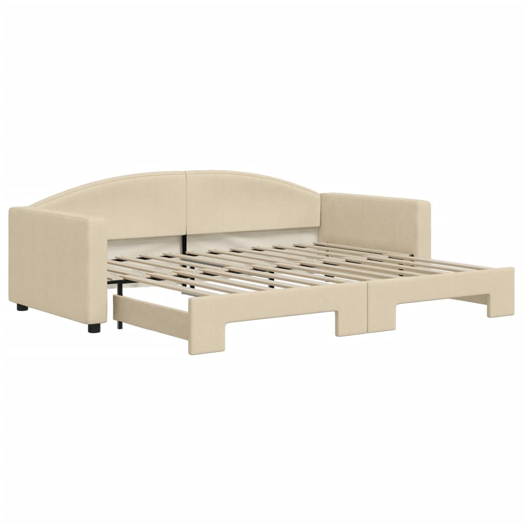 vidaXL Sofa rozsuwana, kremowa, 90x200 cm, tkanina
