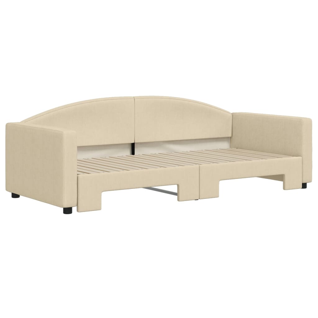 vidaXL Sofa rozsuwana, kremowa, 90x200 cm, tkanina