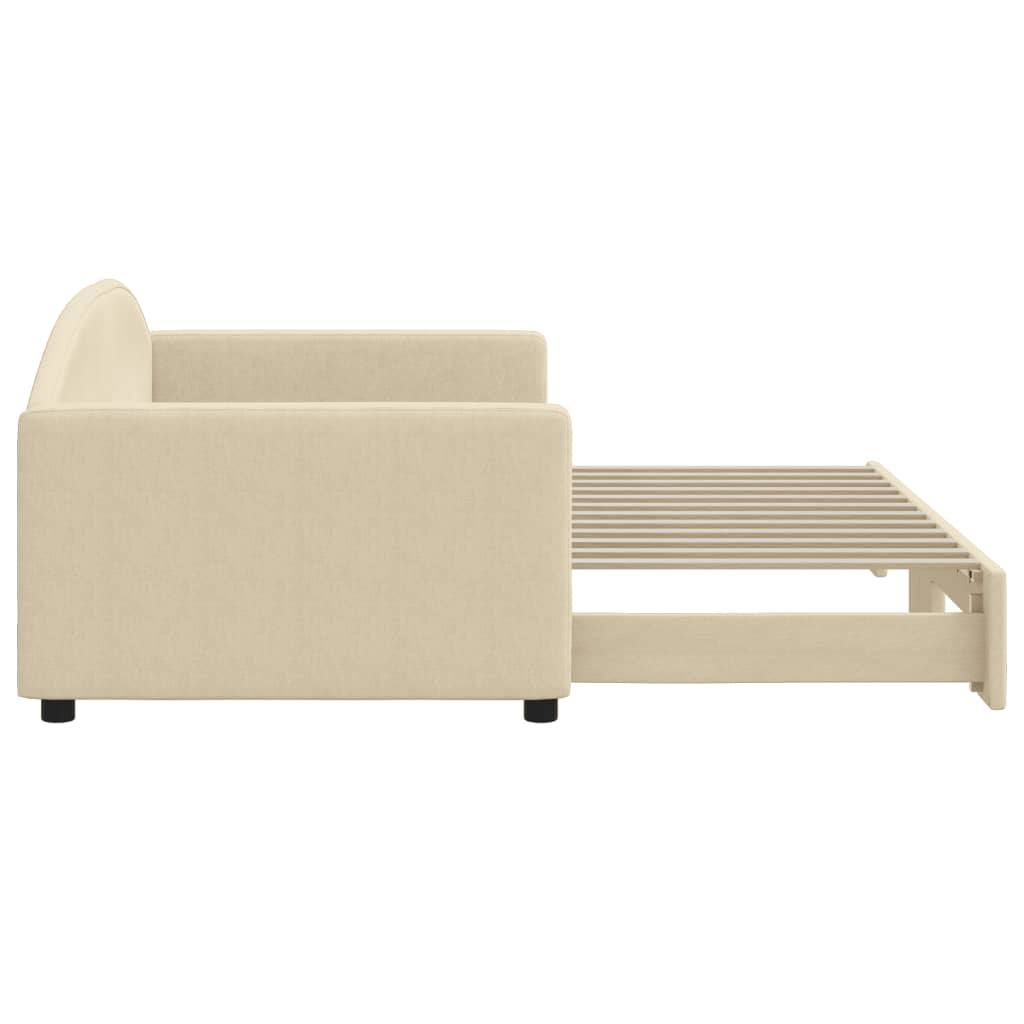 vidaXL Sofa rozsuwana, kremowa, 90x200 cm, tkanina