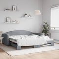 vidaXL Sofa rozsuwana, jasnoszara, 100x200 cm, tkanina