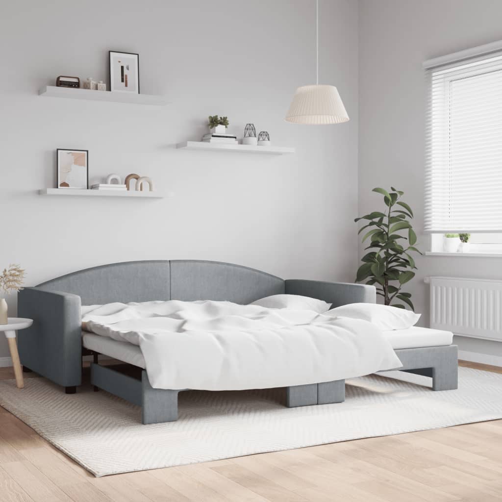 vidaXL Sofa rozsuwana, jasnoszara, 100x200 cm, tkanina