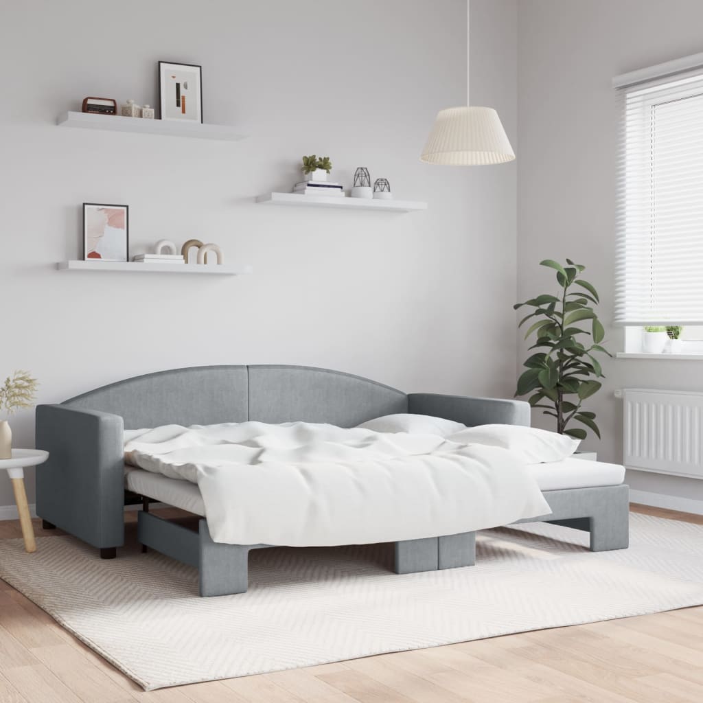 vidaXL Sofa rozsuwana, jasnoszara, 90x190 cm, tkanina