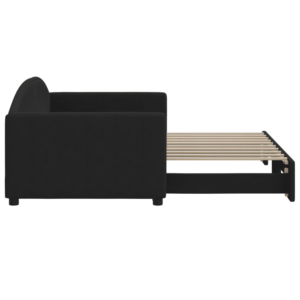 vidaXL Sofa rozsuwana, czarna, 90x190 cm, tkanina