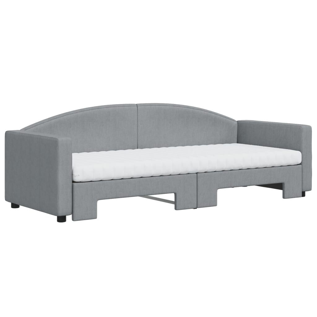 vidaXL Sofa rozsuwana z materacami, jasnoszara, 80x200 cm, tkanina