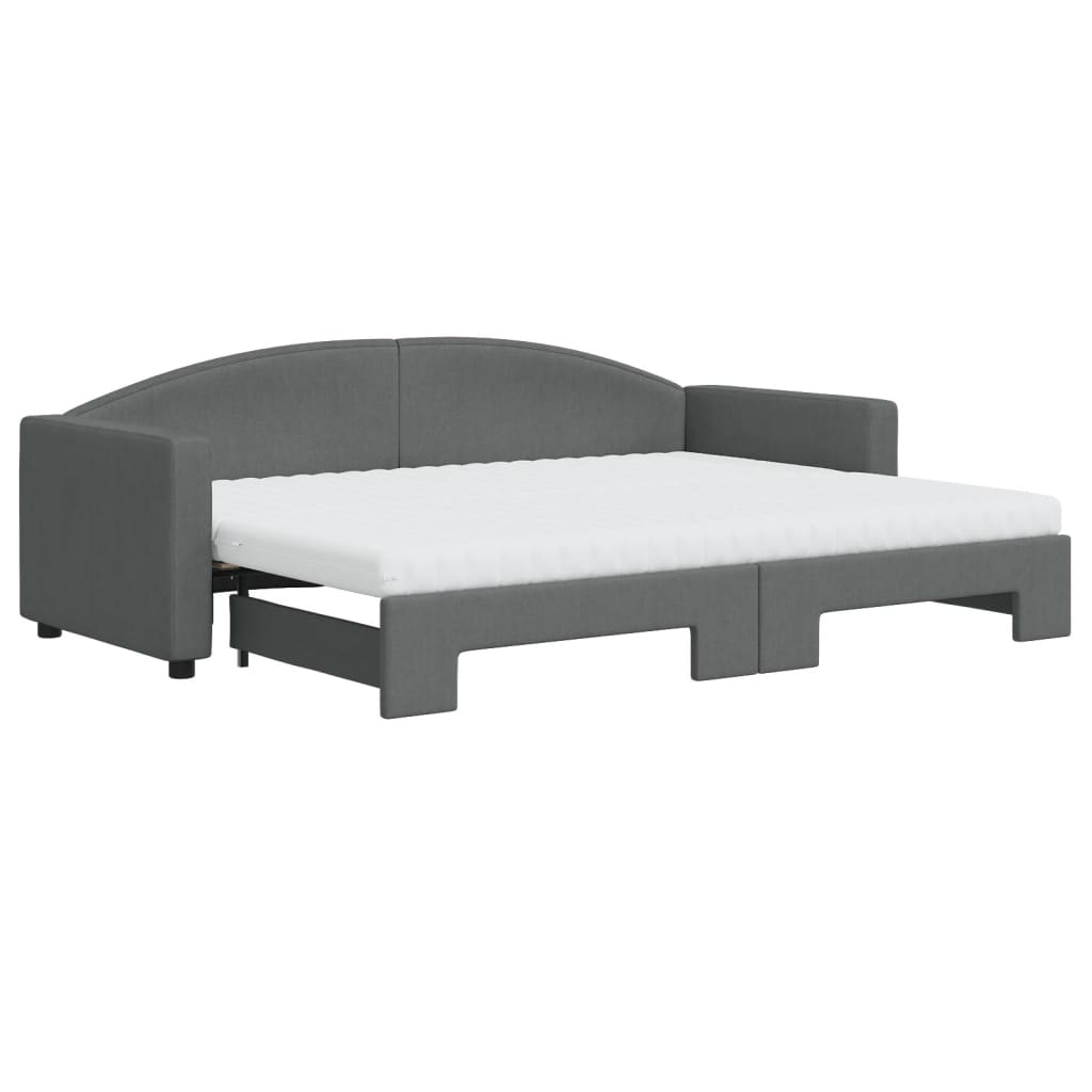 vidaXL Sofa rozsuwana z materacami, ciemnoszara, 80x200 cm, tkanina