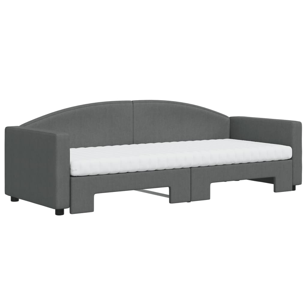 vidaXL Sofa rozsuwana z materacami, ciemnoszara, 80x200 cm, tkanina