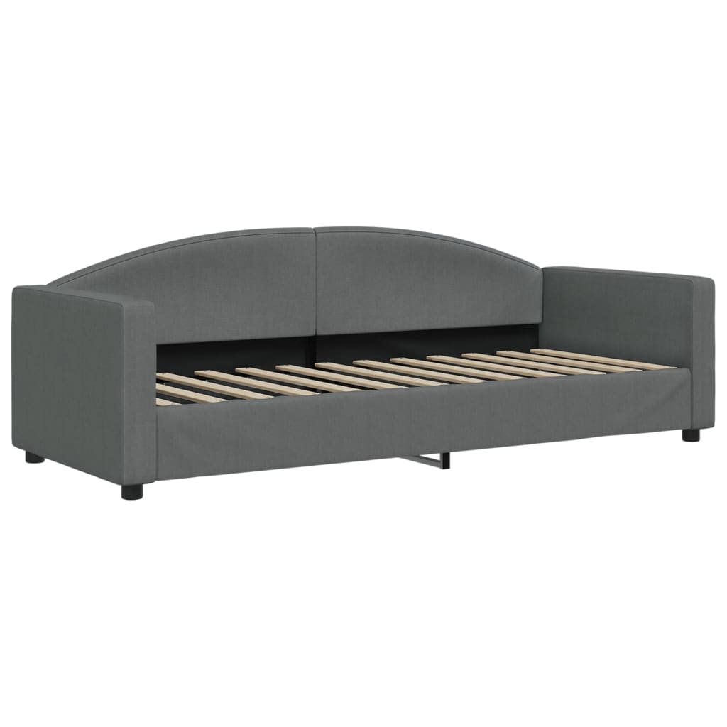 vidaXL Sofa rozsuwana z materacami, ciemnoszara, 80x200 cm, tkanina