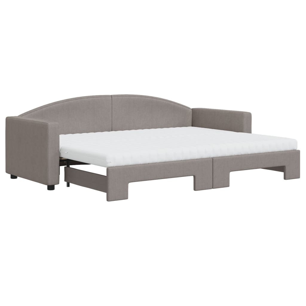 vidaXL Sofa rozsuwana z materacami, kolor taupe, 80x200 cm, tkanina