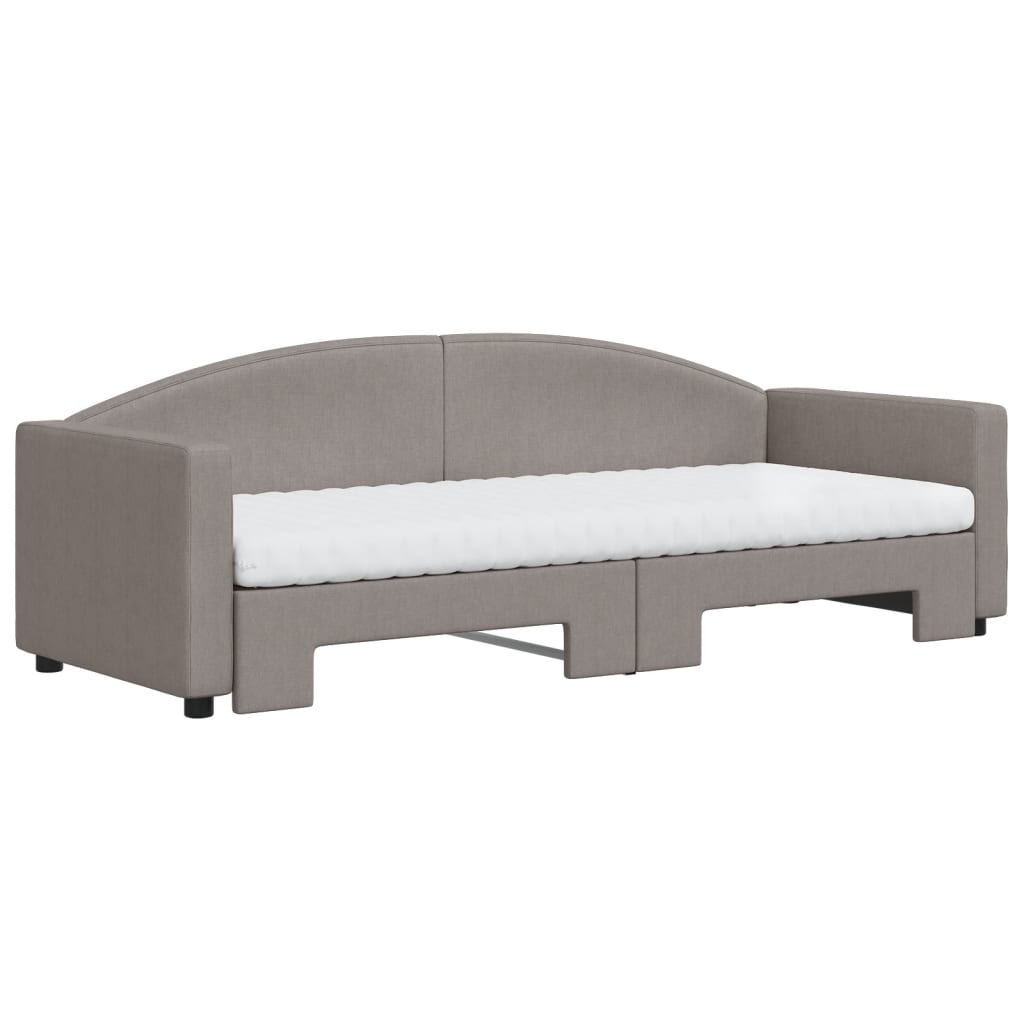 vidaXL Sofa rozsuwana z materacami, kolor taupe, 80x200 cm, tkanina