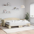 vidaXL Sofa rozsuwana z materacami, kremowa, 80x200 cm, tkanina