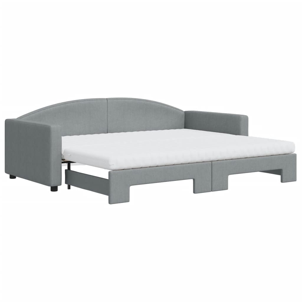 vidaXL Sofa rozsuwana z materacami, jasnoszara, 90x200 cm, tkanina