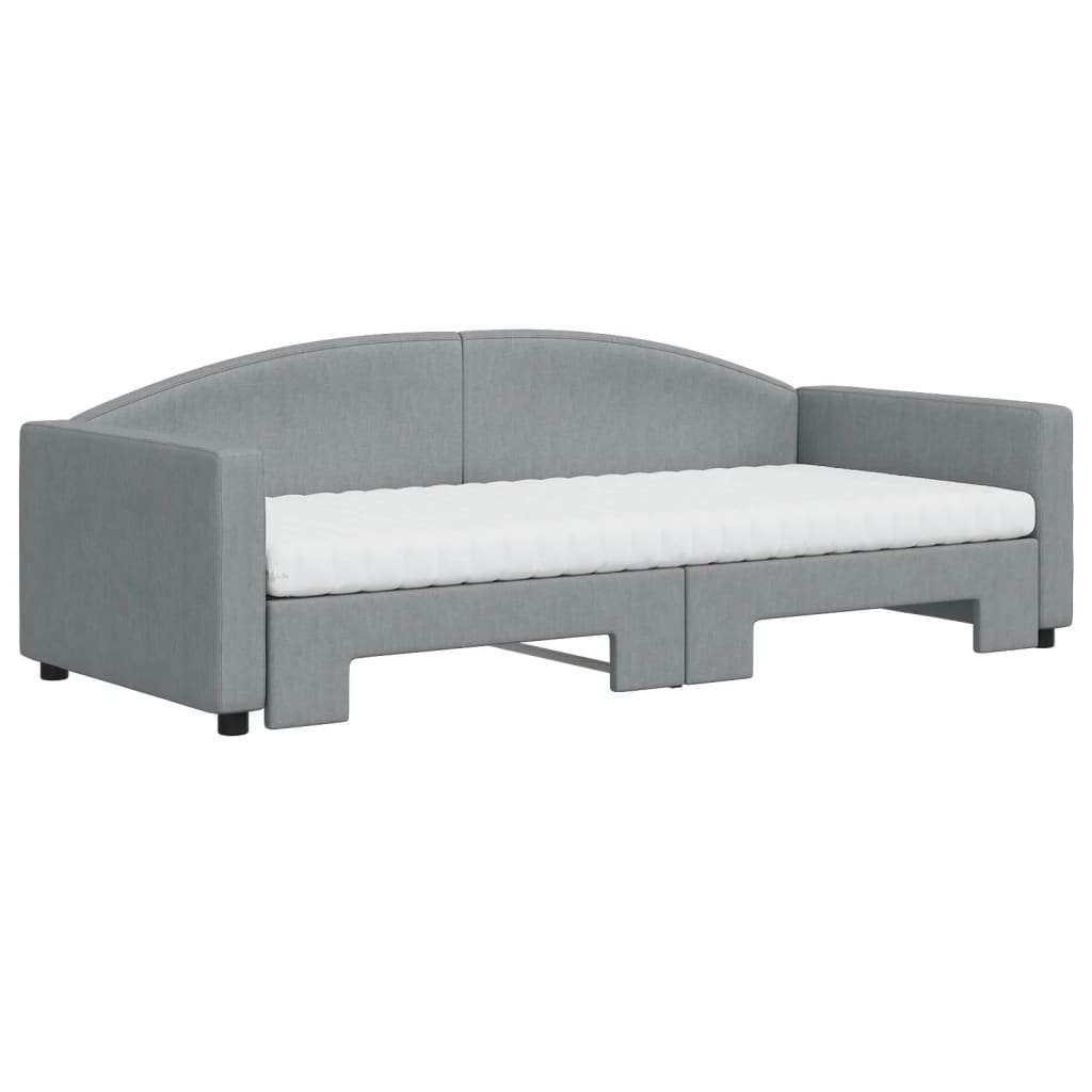 vidaXL Sofa rozsuwana z materacami, jasnoszara, 90x200 cm, tkanina