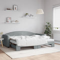 vidaXL Sofa rozsuwana z materacami, jasnoszara, 90x200 cm, tkanina