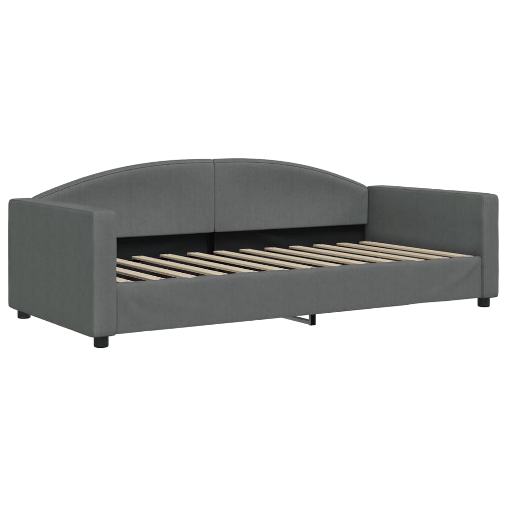 vidaXL Sofa rozsuwana z materacami, ciemnoszara, 90x200 cm, tkanina