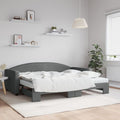 vidaXL Sofa rozsuwana z materacami, ciemnoszara, 90x200 cm, tkanina