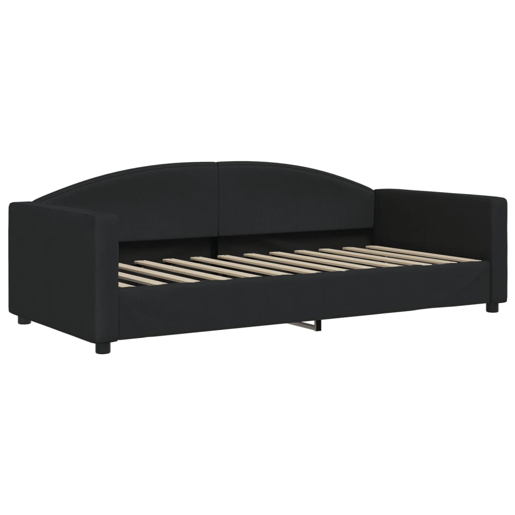 vidaXL Sofa rozsuwana z materacami, czarna, 90x200 cm, tkanina