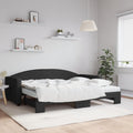 vidaXL Sofa rozsuwana z materacami, czarna, 90x200 cm, tkanina