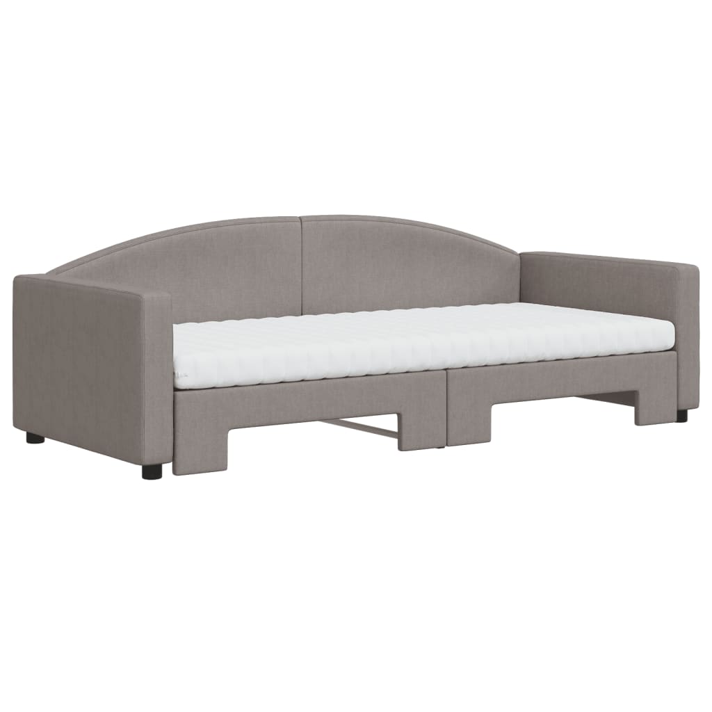 vidaXL Sofa rozsuwana z materacami, kolor taupe, 90x200 cm, tkanina