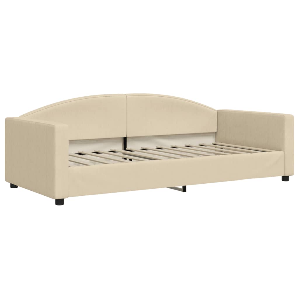 vidaXL Sofa rozsuwana z materacami, kremowa, 90x200 cm, tkanina