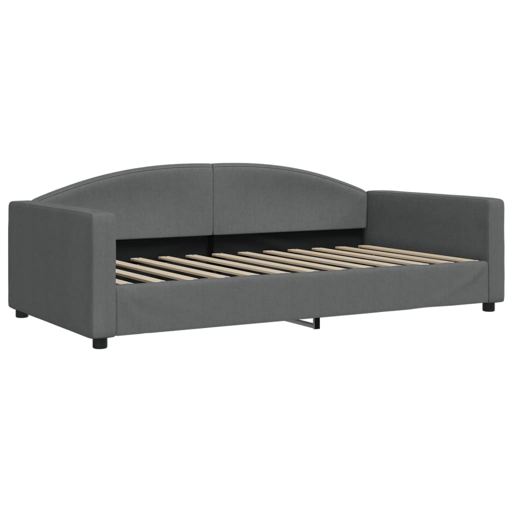 vidaXL Sofa rozsuwana z materacami, ciemnoszara, 100x200 cm, tkanina